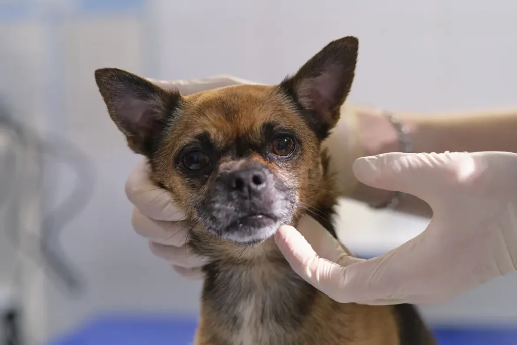 Perro durante revisión veterinaria en la clínica ARASA en Tortosa